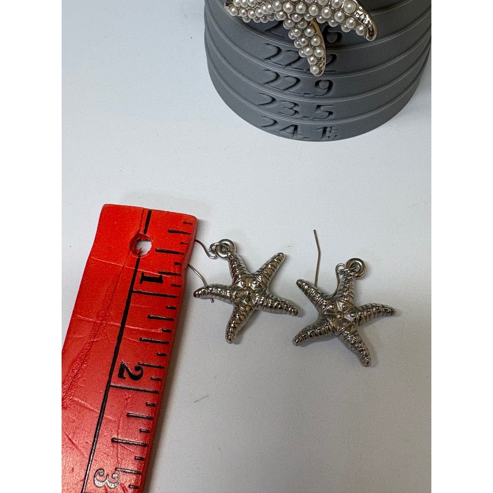 Nautical Starfish Shell Pearl Charm Bracelet and Starfish Dangle Earrings Set - Picture 9 of 9